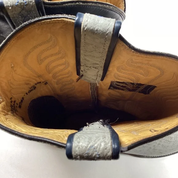 Tony Lama Cowboy Boots Men’s Western Gray Leather with Black Shaft Size 10.5 - Picture 10 of 14